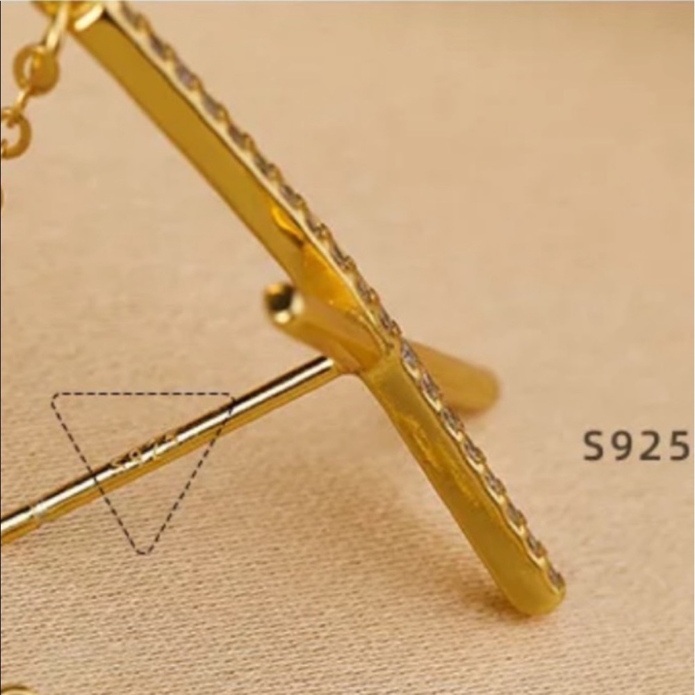 🤍Insta Cross Long tassel sterling silver earrings - Picture 2 of 4